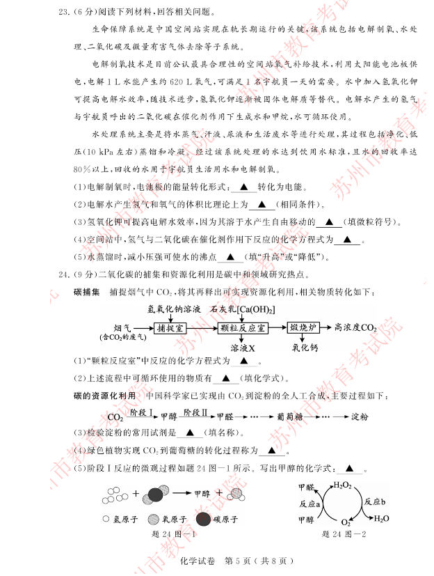 2023年蘇州市中考化學試卷真題及答案