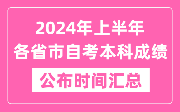 2024年上半年全國各省市自考本科成績公布時(shí)間匯總表
