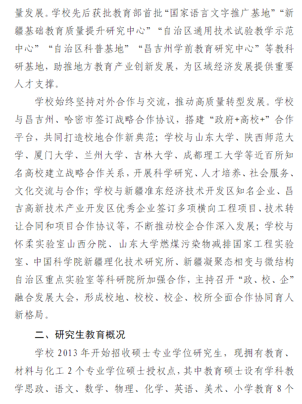 2024年昌吉學院研究生招生簡章及各專業招生計劃人數