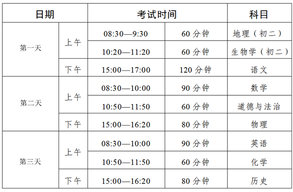 2024年湛江中考時間是幾月幾號,具體各科目時間安排