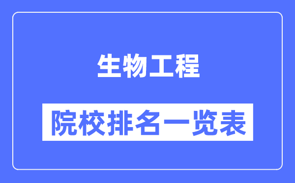 生物工程專業考研院校排名一覽表