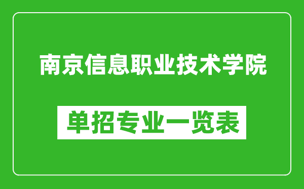 南京信息職業技術學院單招專業一覽表