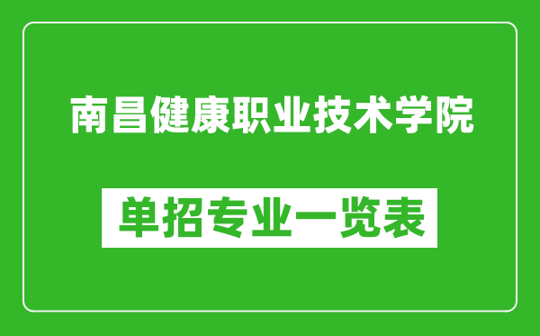 南昌健康職業技術學院單招專業一覽表