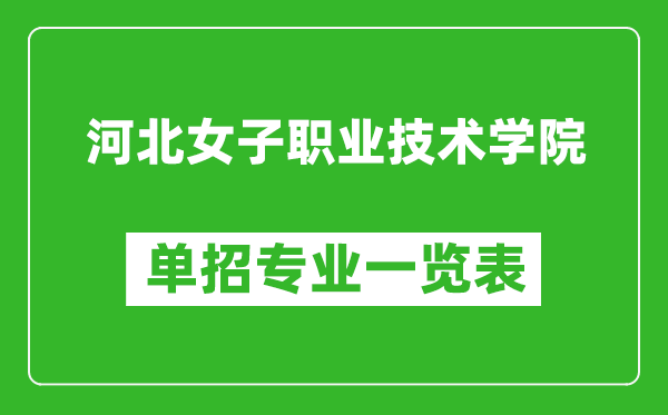 河北女子職業技術學院單招專業一覽表
