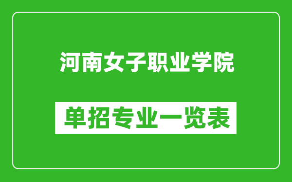 河南女子職業學院單招專業一覽表