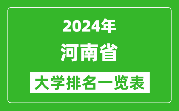 2024年河南省大學排名一覽表（156所）