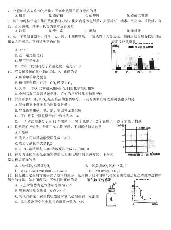 2024年衡陽中考化學試卷真題及答案解析