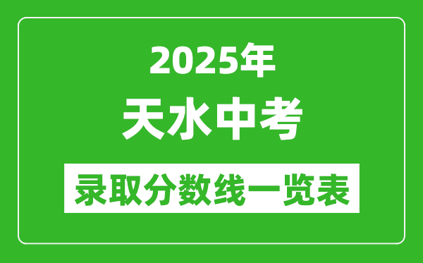 2025年天水中考錄取分數線一覽表(含歷年分數線)