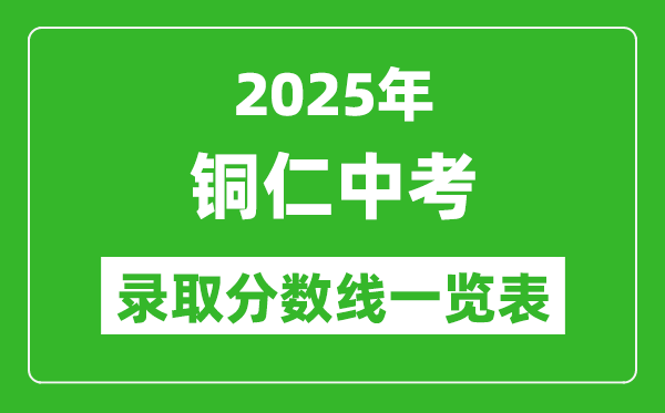 2025年銅仁中考錄取分數線一覽表(含歷年分數線)