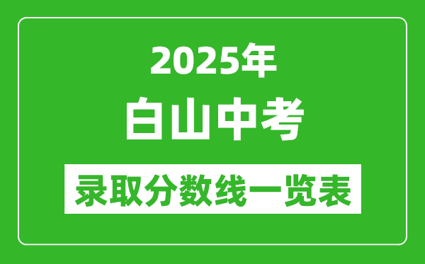 2025年白山中考錄取分數線一覽表(含歷年分數線)