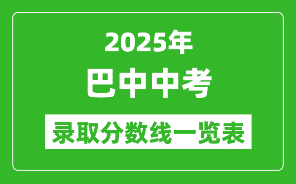 2025年巴中中考錄取分數線一覽表(含歷年分數線)