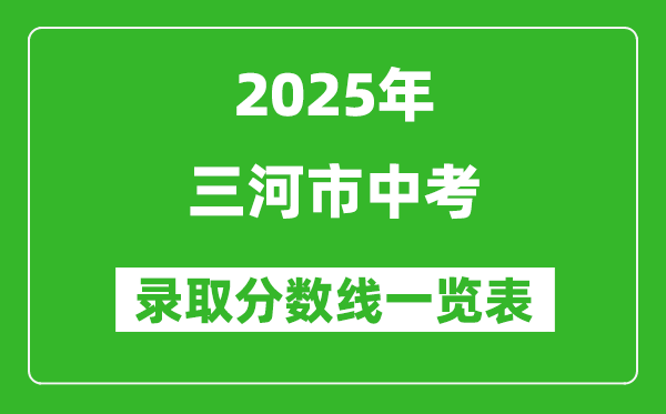 2025年三河市中考錄取分數線一覽表(含歷年分數線)