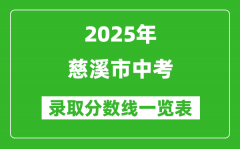 2025年慈溪市中考錄取分數線一覽表(含歷年分數線)