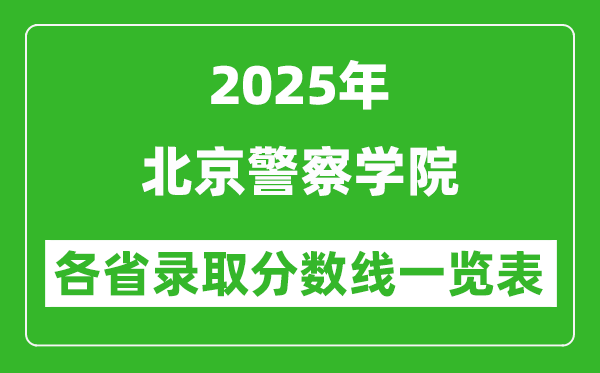 2025年北京警察學(xué)院各省錄取分數(shù)線一覽表（含2024年最低分）