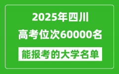 2025四川高考位次60000名能報考什么大學？附能上大學名單