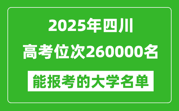 2025四川高考位次260000名能報考什么大學？附能上大學名單
