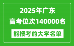 2025廣東高考位次140000名能報(bào)考什么大學(xué)？附能上大學(xué)名單