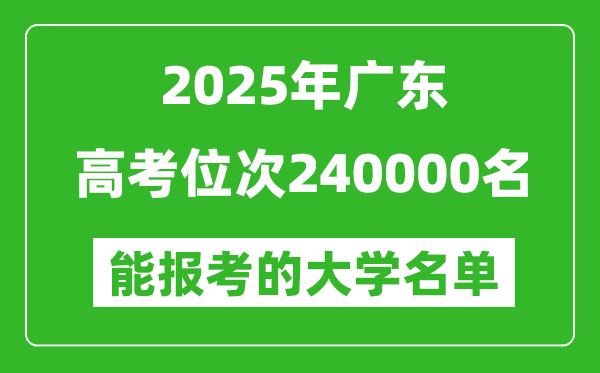 2025廣東高考位次240000名能報考什么大學？附能上大學名單