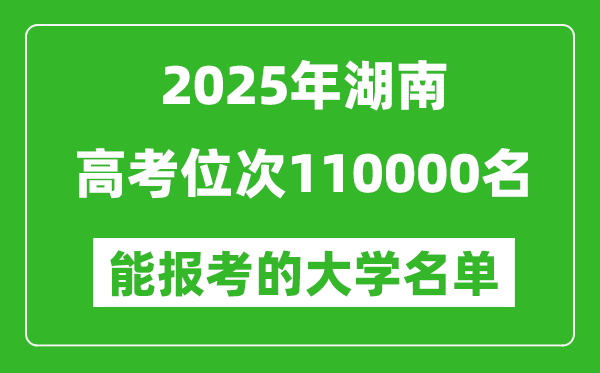 2025湖南高考位次110000名能報考什么大學？附能上大學名單