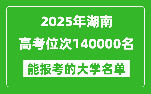 2025湖南高考位次140000名能報考什么大學？附能上大學名單