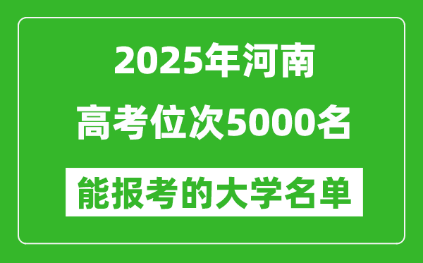 2025河南高考位次5000名能報考什么大學?附能上大學名單