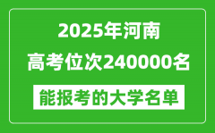 2025河南高考位次240000名能報(bào)考什么大學(xué)？附能上大學(xué)名單
