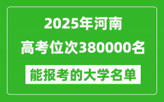 2025河南高考位次380000名能報(bào)考什么大學(xué)？附能上大學(xué)名單