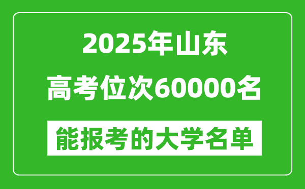 2025山東高考位次60000名能報考什么大學?附能上大學名單