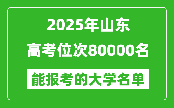2025山東高考位次80000名能報考什么大學?附能上大學名單
