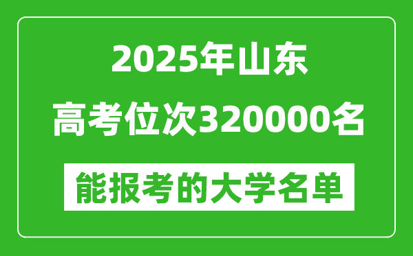 2025山東高考位次320000名能報考什么大學？附能上大學名單