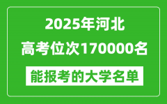 2025河北高考位次170000名能報(bào)考什么大學(xué)？附能上大學(xué)名單