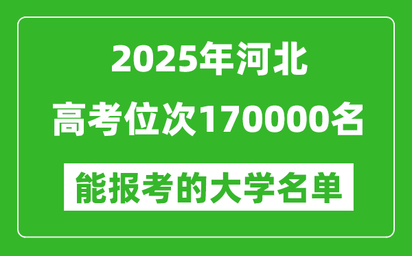 2025河北高考位次170000名能報考什么大學？附能上大學名單