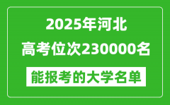 2025河北高考位次230000名能報(bào)考什么大學(xué)？附能上大學(xué)名單