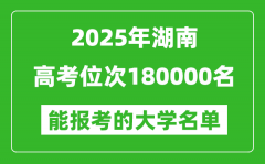 2025湖南高考位次180000名能報考什么大學？附能上大學名單
