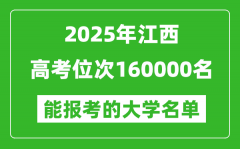 2025江西高考位次160000名能報考什么大學(xué)？附能上大學(xué)名單
