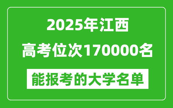 2025江西高考位次170000名能報考什么大學？附能上大學名單