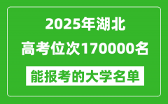 2025湖北高考位次170000名能報(bào)考什么大學(xué)？附能上大學(xué)名單