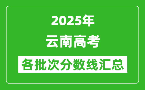 2025年云南高考各批次分數線匯總（含一本,二本,專科分數線）