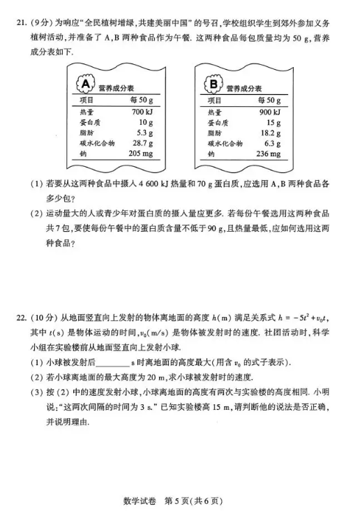 2025年南陽中考數學試卷真題及答案解析(考后更新)