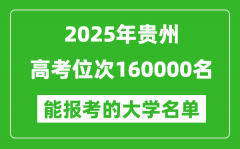 2025貴州高考位次160000名能報考什么大學？附能上大學名單