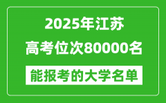 2025江蘇高考位次80000名能報考什么大學？附能上大學名單