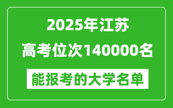 2025江蘇高考位次140000名能報考什么大學？附能上大學名單