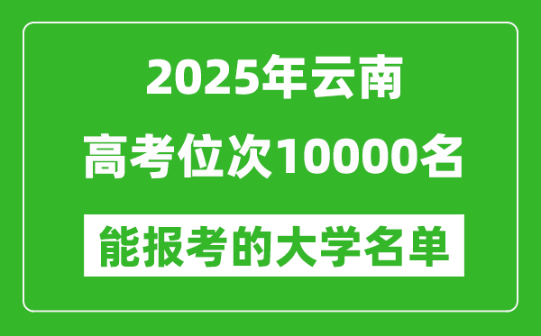 2025云南高考位次10000名能報考什么大學(xué)？附能上大學(xué)名單