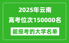 2025云南高考位次150000名能報(bào)考什么大學(xué)？附能上大學(xué)名單