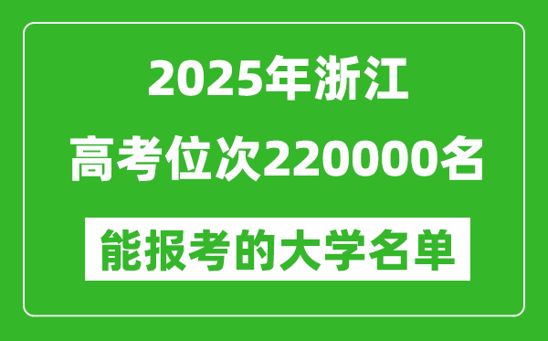 2025浙江高考位次220000名能報考什么大學？附能上大學名單