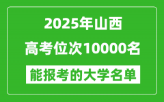 2025山西高考位次10000名能報考什么大學？附能上大學名單