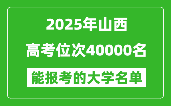 2025山西高考位次40000名能報考什么大學？附能上大學名單