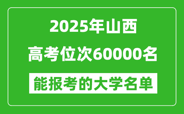 2025山西高考位次60000名能報(bào)考什么大學(xué)？附能上大學(xué)名單