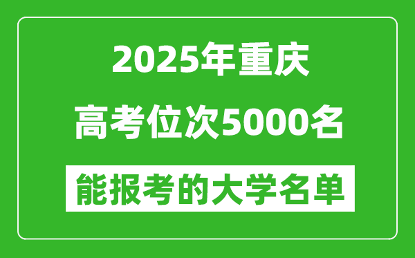 2025重慶高考位次5000名能報考什么大學？附能上大學名單
