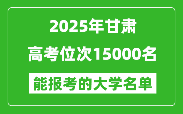 2025甘肅高考位次15000名能報考什么大學(xué)？附能上大學(xué)名單